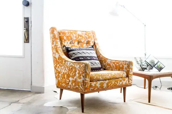 Living room with a mustard armchair